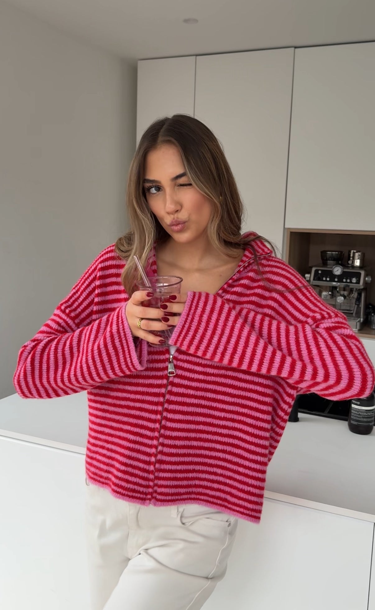 Cárdigan Cherry con Cremallera