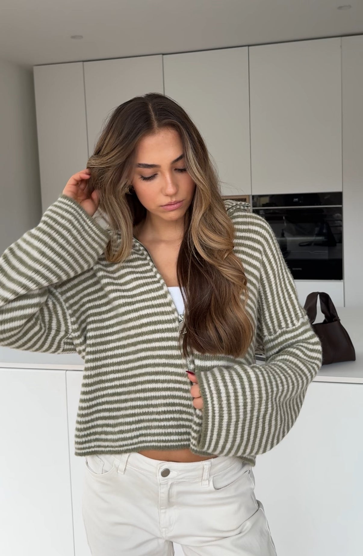 Cárdigan Olive con Cremallera