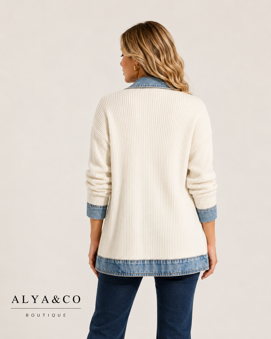 Chaqueta Punto con Detalle Denim "Liv"