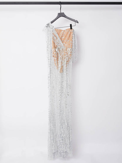 Vestido Maxi Espejo Plateado