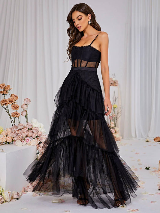 Vestido Gala Black Tulle Layers