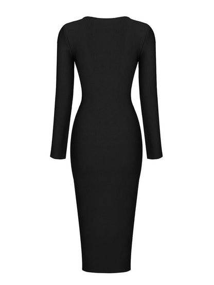 Vestido Midi Reversible Escote Profundo Nina
