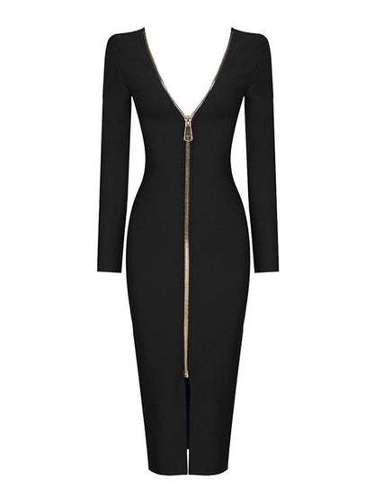 Vestido Midi Reversible Escote Profundo Nina