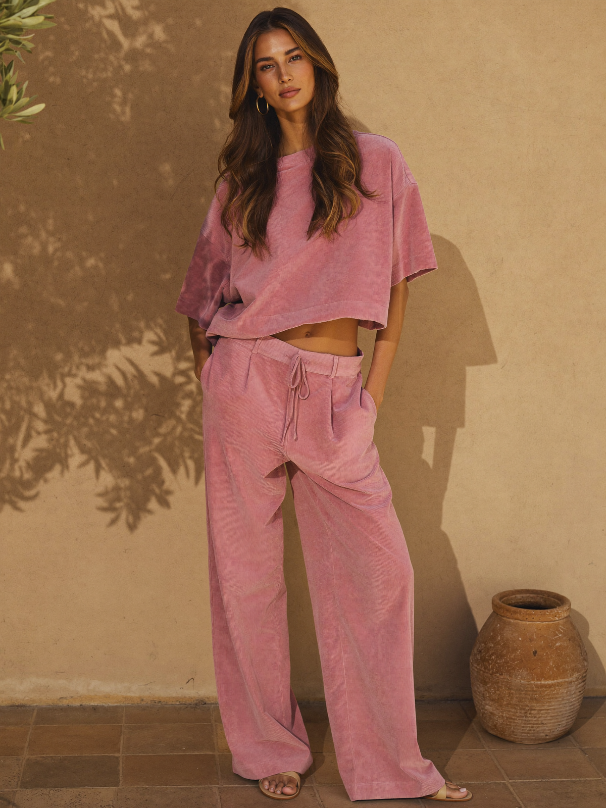 Conjunto Pana "Alba" · Dos Piezas en color Rosa Empolvado