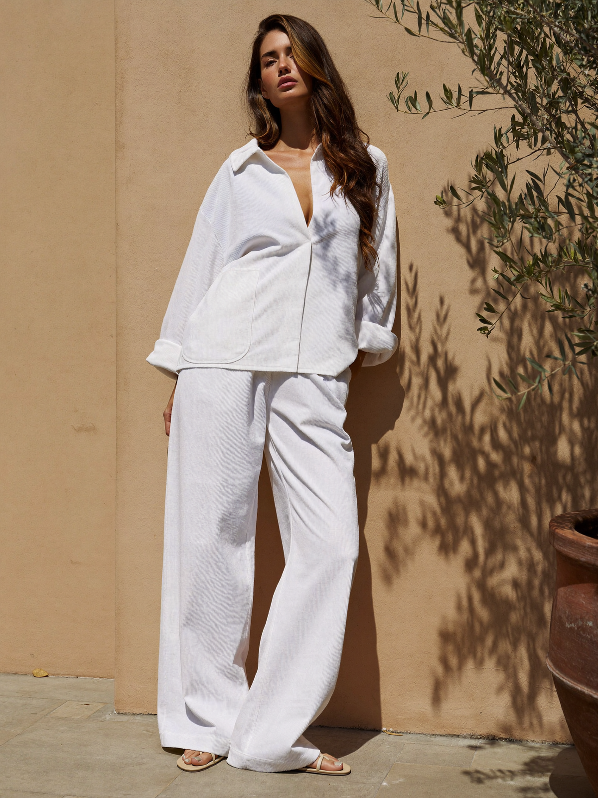 Conjunto Pana "Marina" · Cuello Camisero en color Blanco