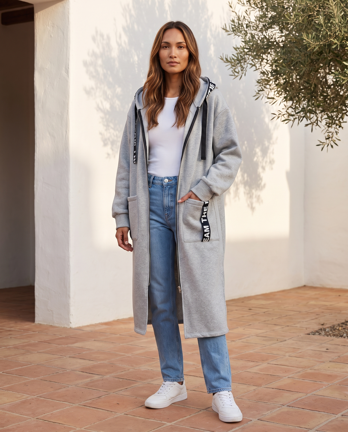 Abrigo sudadera Noa en gris jaspeado
