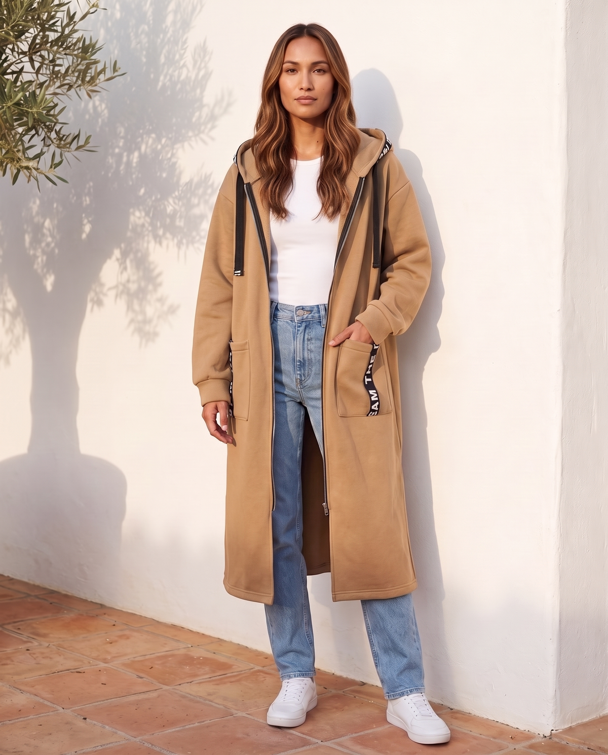 Abrigo sudadera Noa en albaricoque camel