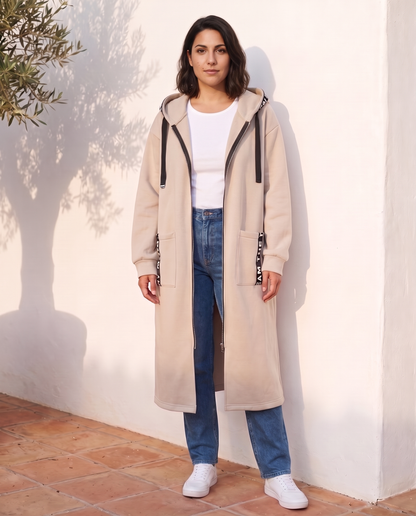 Abrigo sudadera Noa en caqui arena, talla grande